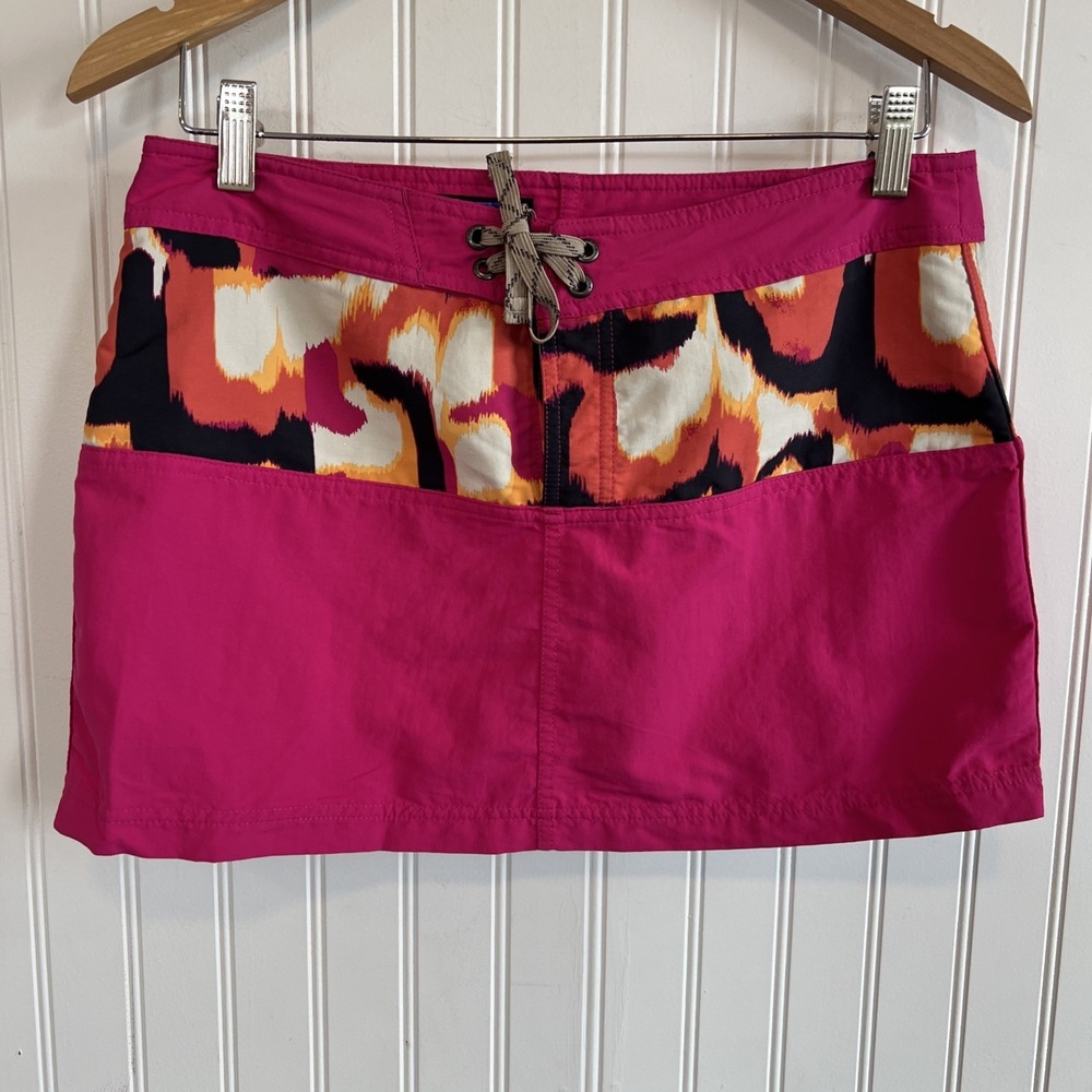 Patagonia Womens 8 Hot Pink Lace Up Skirt Southwestern Stripe Mini Nylon
